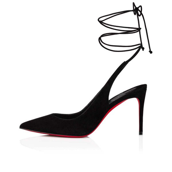 Christian Louboutin Escarpins Kate Lacés 85 mm Veau Velours Noir – Image 2