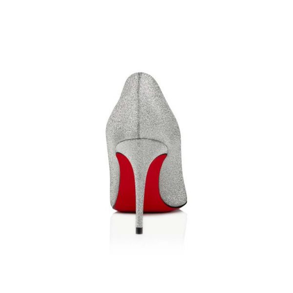 Christian Louboutin Escarpins Kate 85 mm Cuir de Veau Brillant Argenté – Image 4