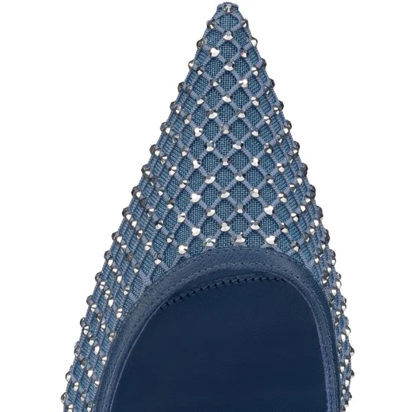 Christian Louboutin Apostropha Escarpins Strass en Maille 80 mm Bleu – Image 4
