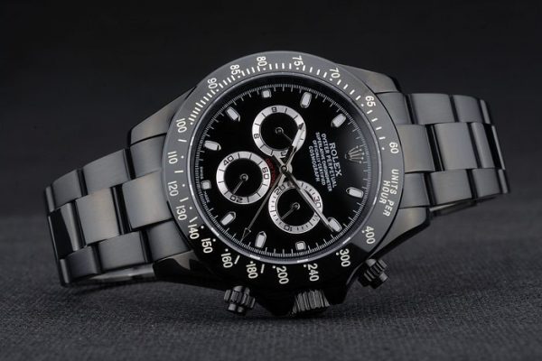 Rolex Daytona Plaqué Ion Noir Tachymètre Bracelet Acier Inox Noir Cadran Noir 80247 – Image 7