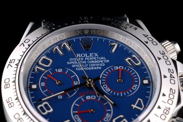 Rolex Daytona Boîtier Acier Inox Cadran Bleu Bracelet Cuir Noir – Image 7