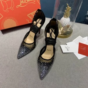Christian Louboutin Maia Labella 100mm Escarpins Strass et Veau Velours Noir