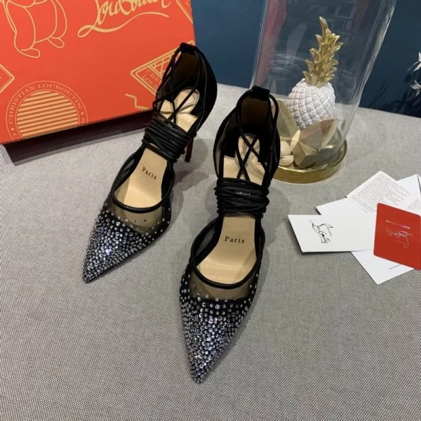 Christian Louboutin Maia Labella 100mm Escarpins Strass et Veau Velours Noir