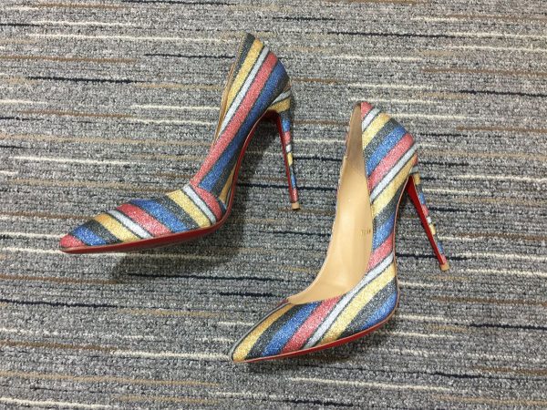 Christian Louboutin Escarpins So Kate 120 mm Daim Pailleté Rayé Multicolore – Image 2