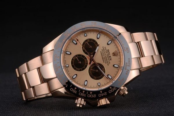 Rolex Daytona Plaqué Ion Tachymètre Bracelet Or Rose Cadran Or Rose 80244 – Image 7