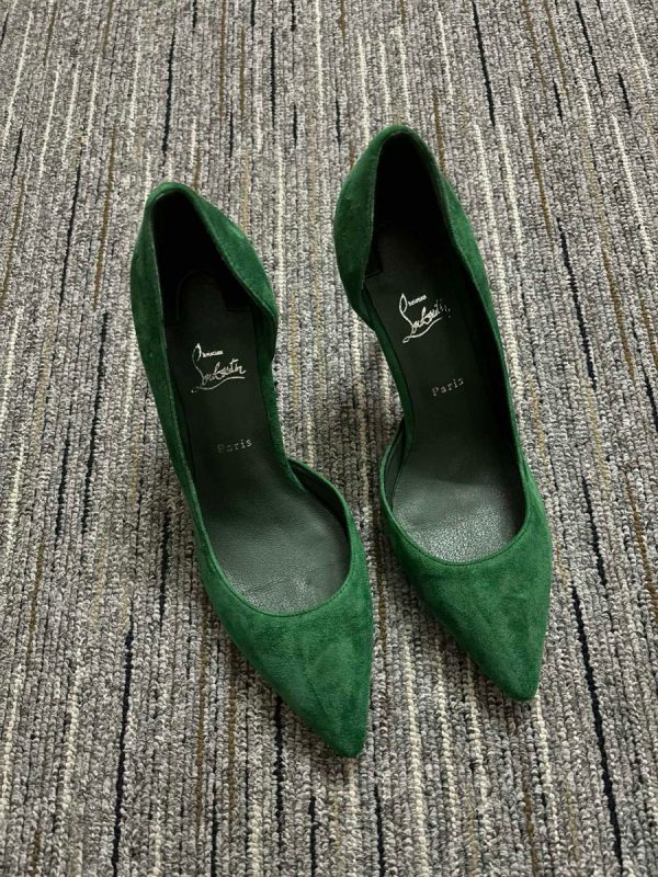 Christian Louboutin Escarpins Iriza 85mm Cuir Suédé Vert – Image 2