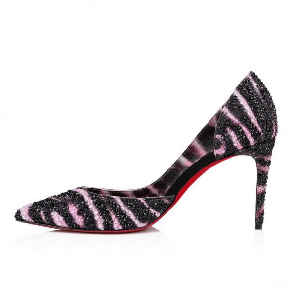 Christian Louboutin Escarpins Iriza Strass Quagga 85 mm Veau Velours et Strass Quagga Multicolore – Image 5