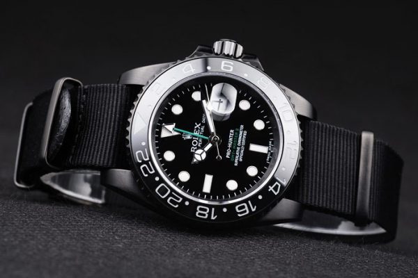 Rolex GMT Master II Pro-Hunter Bracelet Tissu Noir Cadran Noir – Image 6