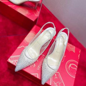 Christian Louboutin Escarpins Follies Strass 70mm Filet Blanc