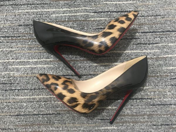 Christian Louboutin Escarpins Pigalle Follies 100mm Verni Dégradé Léopard Noir – Image 2