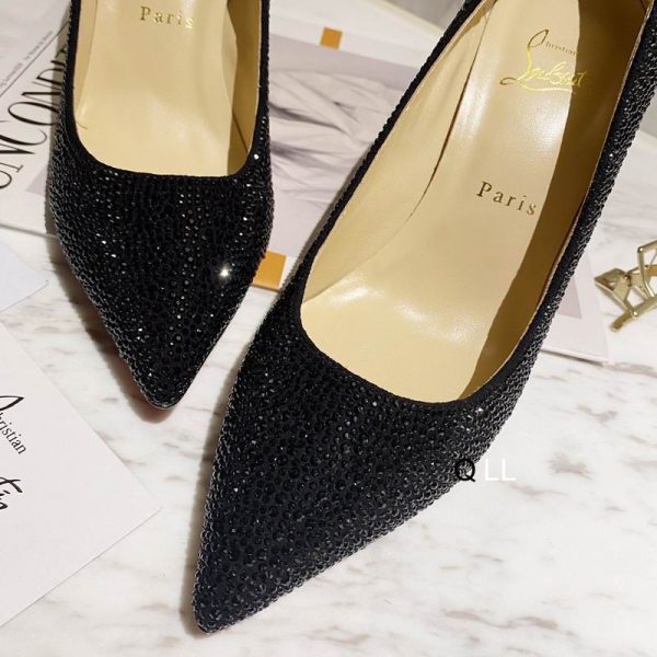 Christian Louboutin Escarpins Pigalle Follies 100mm Noir avec Cristaux – Image 2