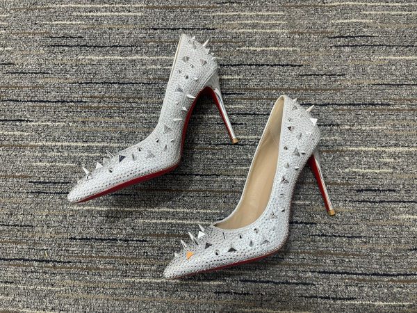 Christian Louboutin Escarpins Pigalle Spikes 100mm Strass Argent – Image 2