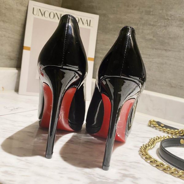Christian Louboutin Escarpins Pigalle Plato 100mm Cuir Verni Noir – Image 4