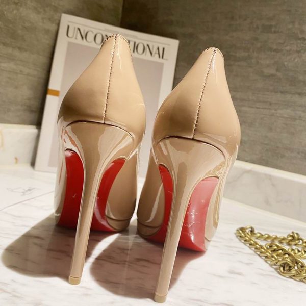 Christian Louboutin Escarpins Pigalle Plato 100mm Cuir Verni Nude – Image 3