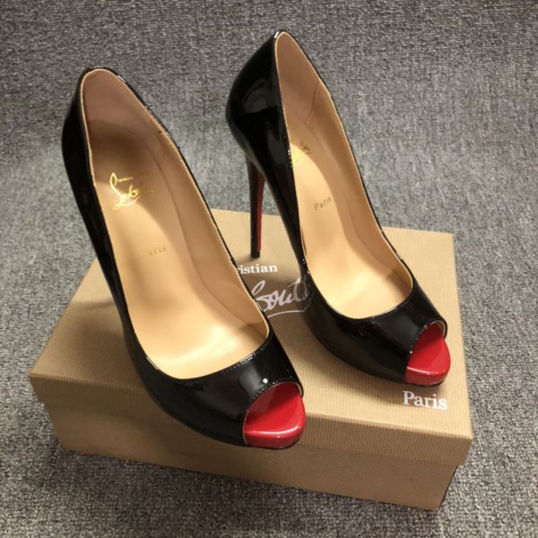 Christian Louboutin Escarpins New Very Prive 120mm Cuir Verni Noir Rouge – Image 2