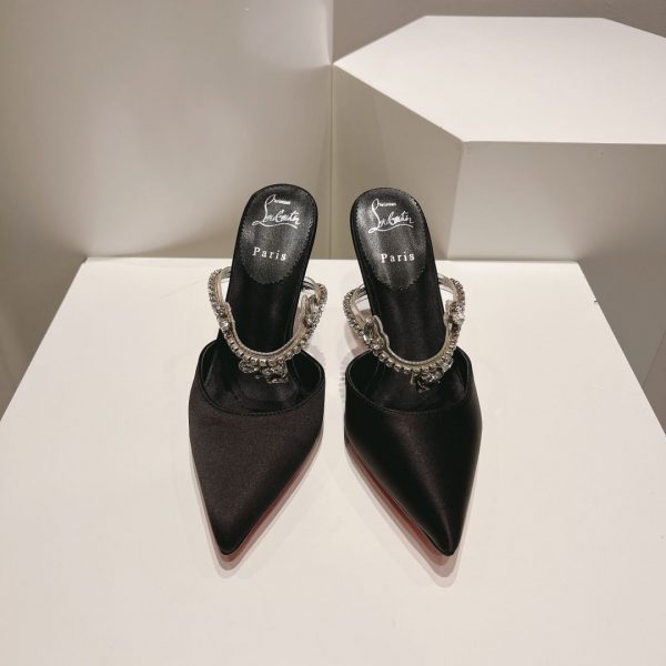 Christian Louboutin Planet Queen 70 mm Escarpins Satin Cristaux Noir – Image 2