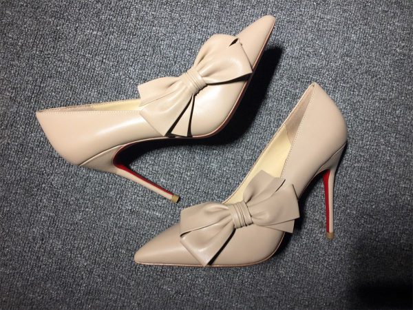 Christian Louboutin Madame Menodo Escarpins 100 mm Avec Nœud Cuir Nappa Nude – Image 4
