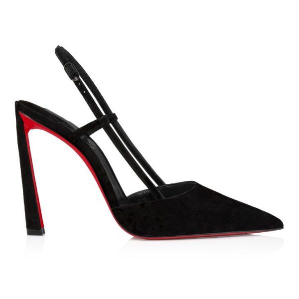 Christian Louboutin Condoroline 100 mm Escarpins Slingback Veau Velours Noir – Image 2