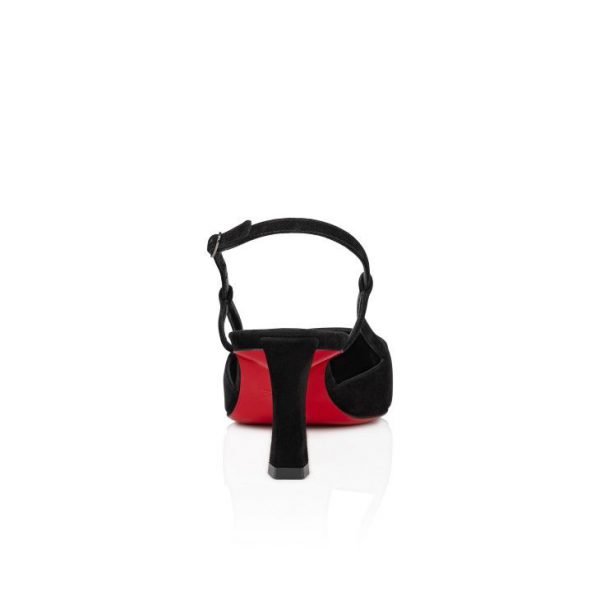 Christian Louboutin Condoroline 55 mm Escarpins Slingback Veau Velours Noir – Image 3