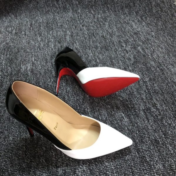 Christian Louboutin Stilettos Escarpins Bicolores Cuir Nappa Noir Blanc – Image 4