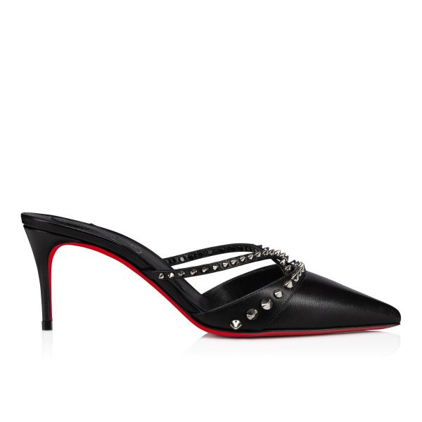 Christian Louboutin Tatoosh Spikes Mule Escarpins 70 mm Cuir d’Agneau Noir – Image 2