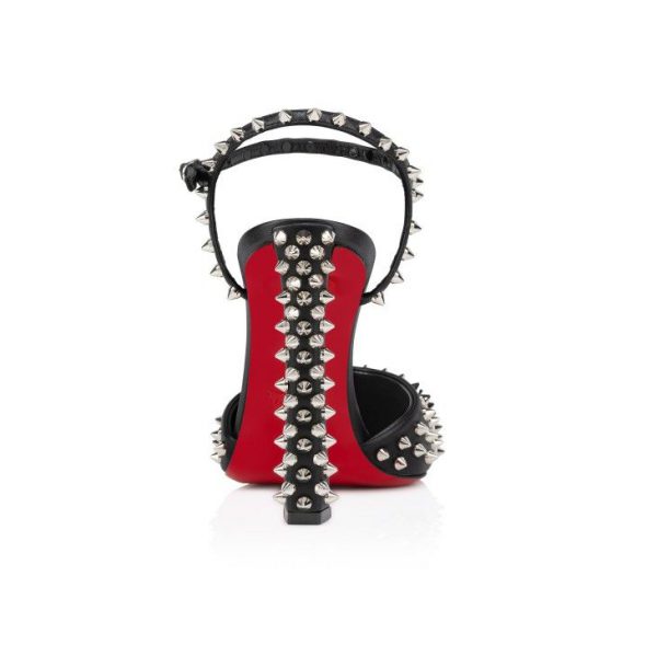 Christian Louboutin Condora Riviera Spikes 100 mm Escarpins Cuir Nappa et Clous Argent Noir – Image 5