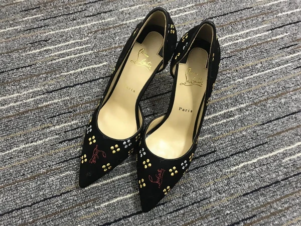 Christian Louboutin Escarpins Iriza 100mm Jacquard Loubinthesky Cuir Suédé Noir – Image 4
