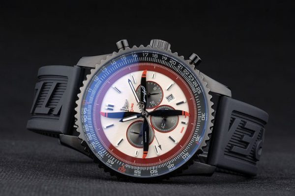 Breitling Certifiée Bracelet Caoutchouc Noir Cadran Beige Chronographe 80183 – Image 5