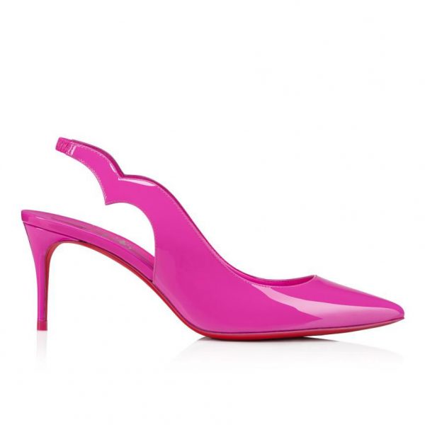 Christian Louboutin Hot Chick Sling 70 mm Escarpins Cuir Verni Rose Bolerose – Image 4