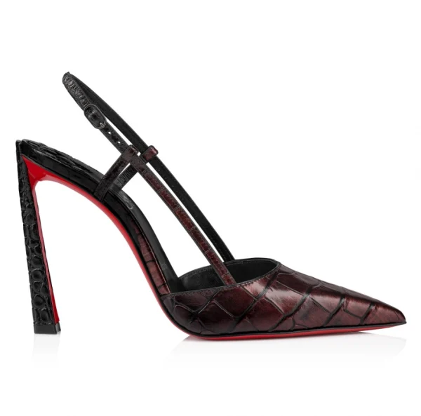 Christian Louboutin Condoroline Escarpins 100 mm Cuir Alligator Métallisé Marron – Image 4
