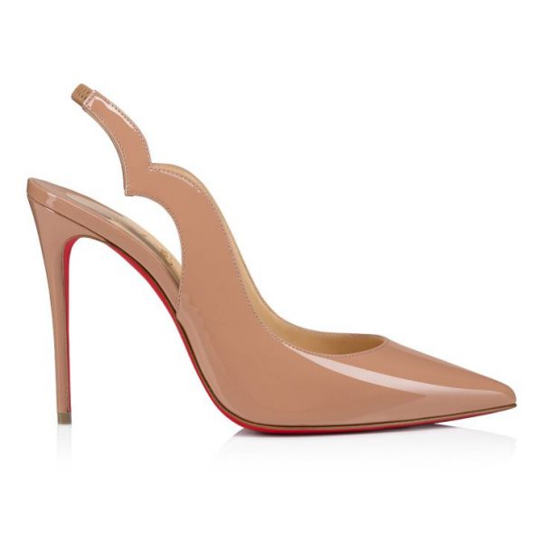 Christian Louboutin Hot Chick Sling 100 mm Escarpins à Bride Arrière Cuir Verni Blush – Image 2