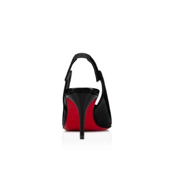Christian Louboutin Hot Chick Sling 70 mm Escarpins à Bride Arrière Cuir Verni Noir – Image 3