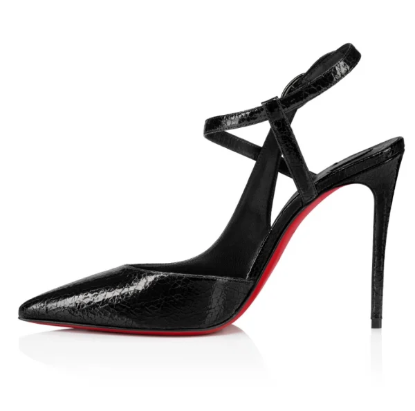 Christian Louboutin Jenlove Escarpins 100 mm Cuir Specchio Texturé Étoilé Noir – Image 4