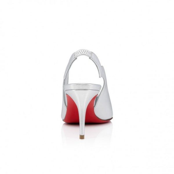 Christian Louboutin Hot Chick Sling 70 mm Escarpins à Bride Arrière Cuir Nappa Irisé Argent – Image 3
