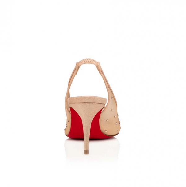Christian Louboutin Escarpins Sling Follies Strass 70mm Filet Nude – Image 4