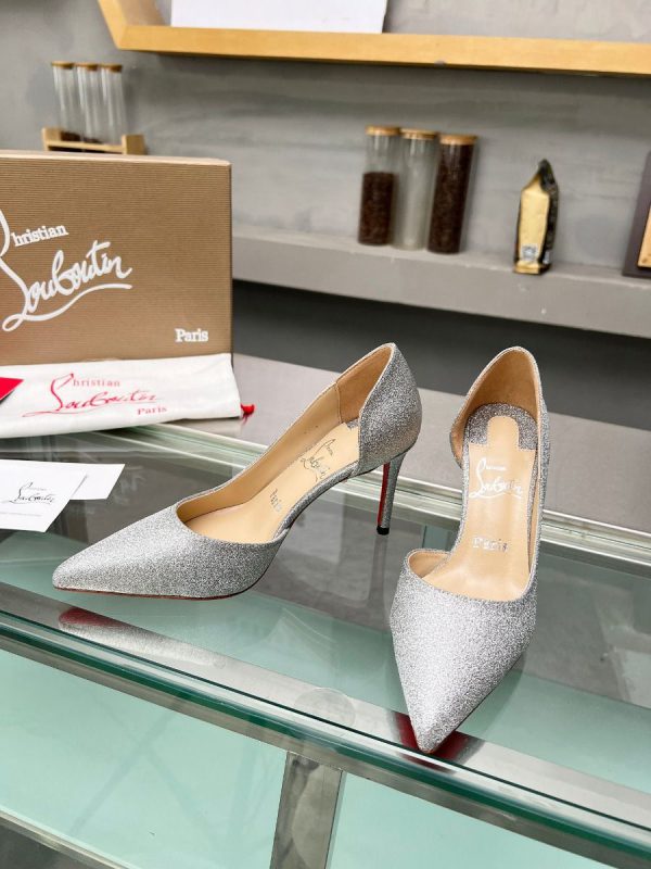 Christian Louboutin Escarpins Iriza 85mm Cuir Brillant Argent – Image 2