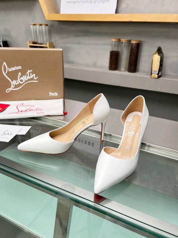 Christian Louboutin Escarpins Iriza 85mm Cuir Verni Blanc – Image 2