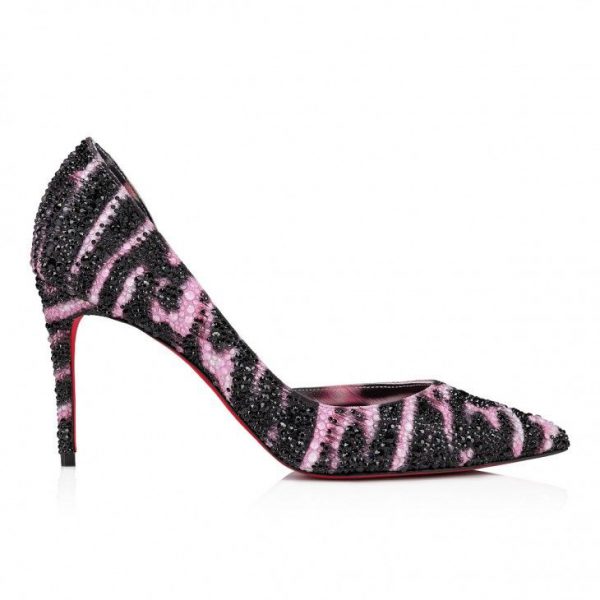 Christian Louboutin Escarpins Iriza Strass Quagga 85 mm Veau Velours et Strass Quagga Multicolore – Image 2