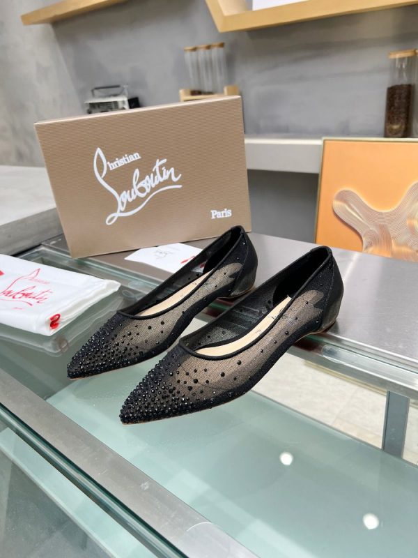 Christian Louboutin Ballerines Follies Strass Filet Noir – Image 2