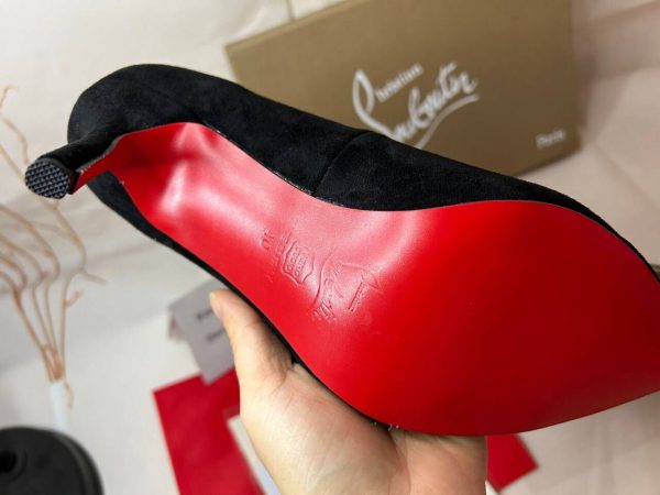 Christian Louboutin Escarpins Follies Strass 80MM Suédé Noir – Image 5
