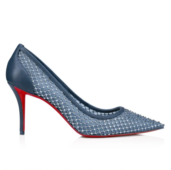 Christian Louboutin Apostropha Escarpins Strass en Maille 80 mm Bleu – Image 2