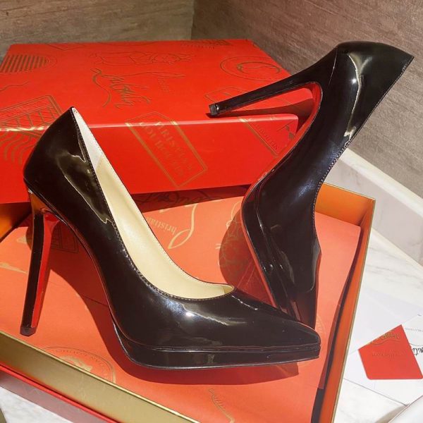 Christian Louboutin Escarpins Pigalle Plato 100mm Cuir Verni Noir – Image 5