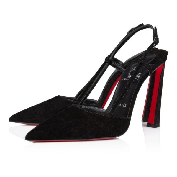 Christian Louboutin Condoroline 100 mm Escarpins Slingback Veau Velours Noir