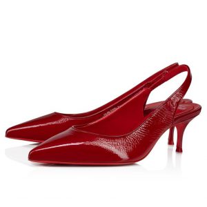 Christian Louboutin Sporty Kate Sling 55 mm Escarpins Slingback Cuir Verni Vog Loubi