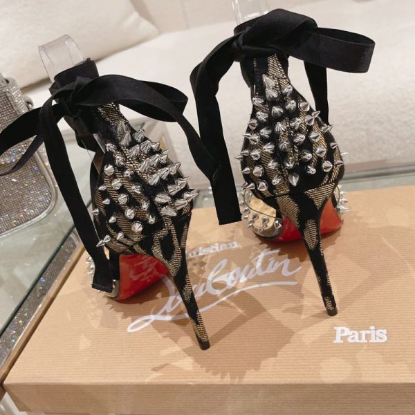 Christian Louboutin Mechante Reine Escarpins 100 mm Tissu et PVC Noir – Image 2