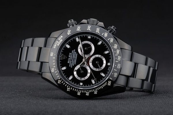 Rolex Daytona Plaqué Ion Noir Tachymètre Bracelet Acier Inox Noir Cadran Noir 80247 – Image 6