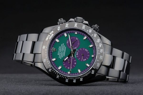 Rolex Daytona Plaqué Ion Noir Tachymètre Bracelet Acier Noir Cadran Vert 80246 – Image 6