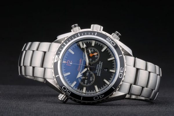 Omega Seamaster Planet Ocean Tachymètre Noir Cadran Noir Bracelet Acier Inoxydable 80240 – Image 5