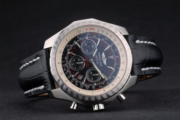 Breitling Bentley Cuir Croco Noir Bracelet Cadran Noir 80286 – Image 7