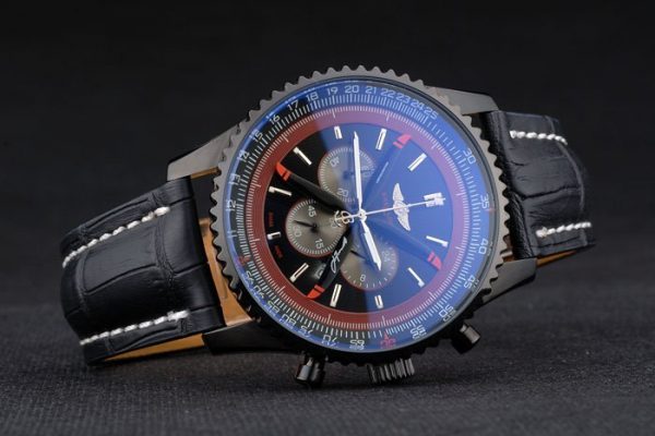 Breitling Certifiée Bracelet Cuir Noir Cadran Noir Chronographe 80179 – Image 6